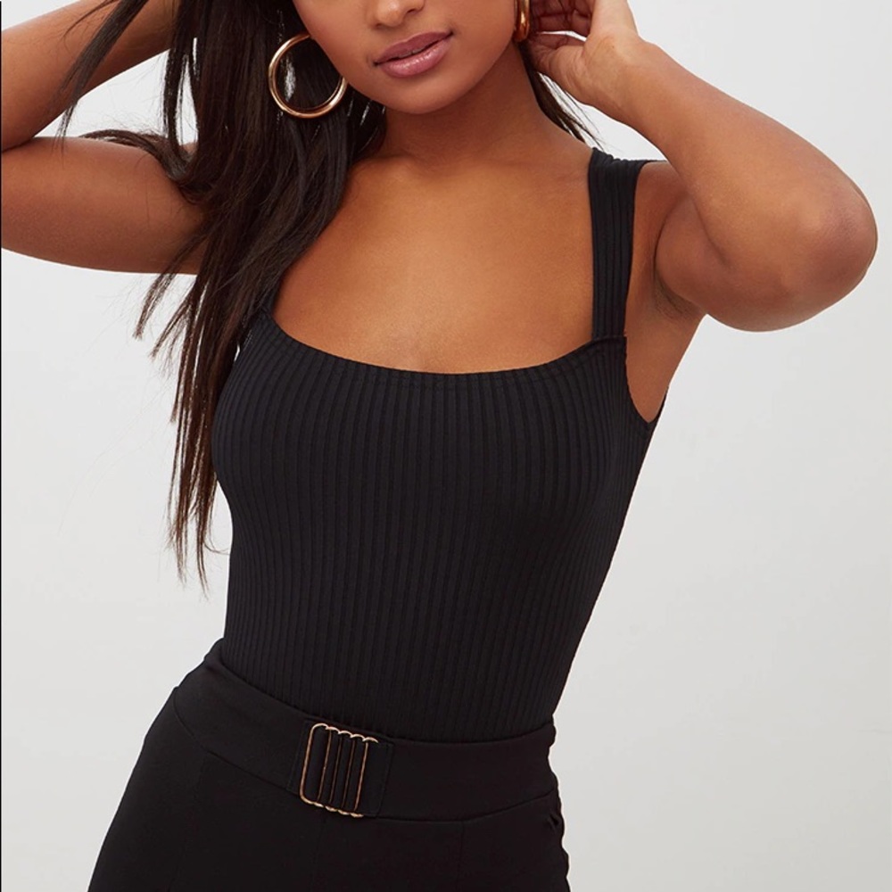 Pretty Little Thing Black Square Neck Bodysuit